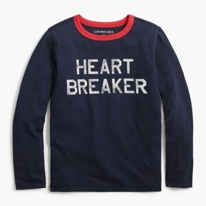Crewcuts Blue Long Sleeve Tee with Red Trim and Heart Breaker Print